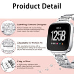 Cinturino per orologio in acciaio inossidabile con diamanti xDfind, For Fitbit Charge 6 / 5 18mm, For Fitbit Inspire 3 12mm, For Fitbit Versa 4 / 3 / Sense2 / 1 20mm, For Fitbit Luxe / Special Edition 12mm, For Fitbit Inspire 2 / Ace 3 14mm            ...