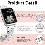 Cinturino per orologio in acciaio inossidabile con diamanti xDfind, For Apple Watch 42 / 44 / 45 / 46 / 49mm, For Apple Watch 38 / 40 / 41 / S10 42mm
