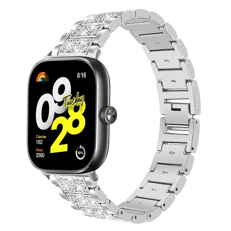 Cinturino per orologio in acciaio inossidabile con diamanti xDfind, For Xiaomi Band 10 Pro / 9 Pro / Redmi Watch 6, For Xiaomi Smart Band 10 / 9 / 8 / NFC 14mm, For Redmi Watch 3 Active / Lite 20mm, For Redmi Watch 3 20mm