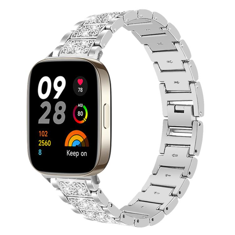 Cinturino per orologio in acciaio inossidabile con diamanti xDfind, For Xiaomi Band 10 Pro / 9 Pro / Redmi Watch 6, For Xiaomi Smart Band 10 / 9 / 8 / NFC 14mm, For Redmi Watch 3 Active / Lite 20mm, For Redmi Watch 3 20mm