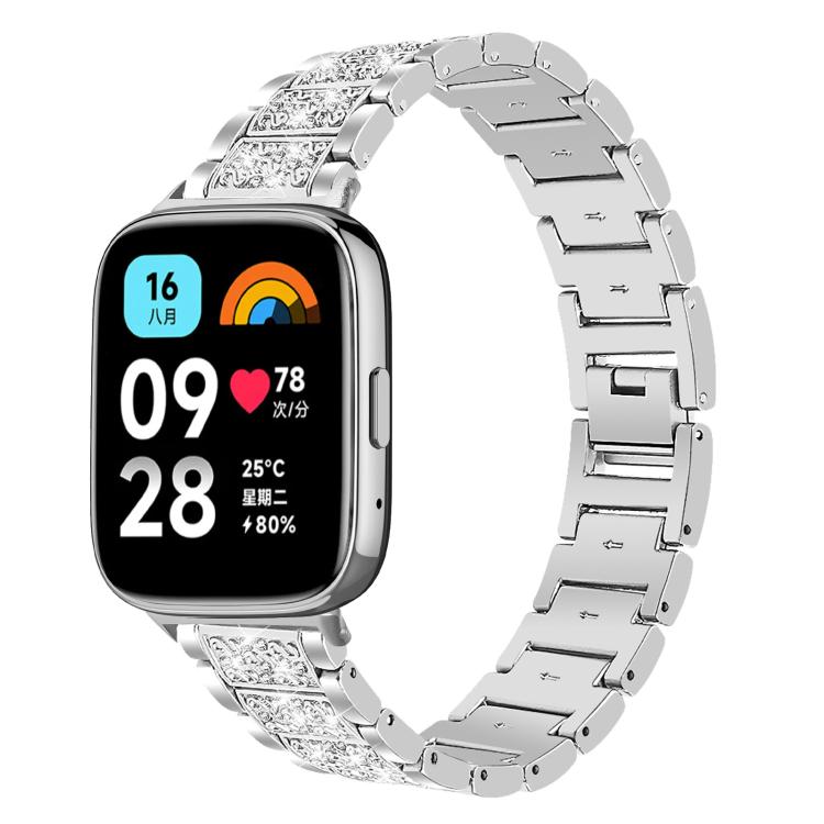 Cinturino per orologio in acciaio inossidabile con diamanti xDfind, For Xiaomi Band 10 Pro / 9 Pro / Redmi Watch 6, For Xiaomi Smart Band 10 / 9 / 8 / NFC 14mm, For Redmi Watch 3 Active / Lite 20mm, For Redmi Watch 3 20mm