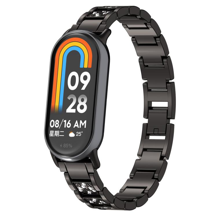 Cinturino per orologio in acciaio inossidabile con diamanti xDfind, For Xiaomi Band 10 Pro / 9 Pro / Redmi Watch 6, For Xiaomi Smart Band 10 / 9 / 8 / NFC 14mm, For Redmi Watch 3 Active / Lite 20mm, For Redmi Watch 3 20mm