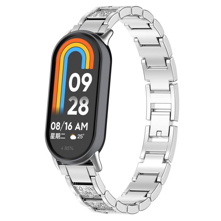 Cinturino per orologio in acciaio inossidabile con diamanti xDfind, For Xiaomi Band 10 Pro / 9 Pro / Redmi Watch 6, For Xiaomi Smart Band 10 / 9 / 8 / NFC 14mm, For Redmi Watch 3 Active / Lite 20mm, For Redmi Watch 3 20mm