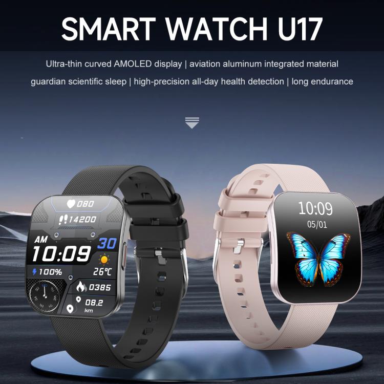 Smartwatch sportivo U17 con schermo curvo ultrasottile da 1,85 pollici e certificazione IP68.