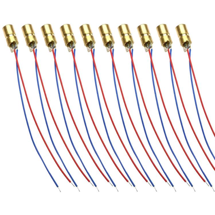 10 pezzi/confezione Testina laser a diodo regolabile Modulo laser a punto rosso, 5V, 3V