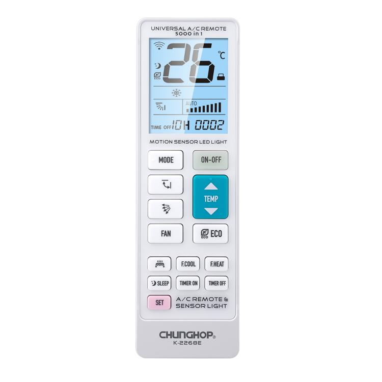 CHUNGHOP K-2268E Universal Air Conditioner Remote Control with LED Sensor Light, K-2268E