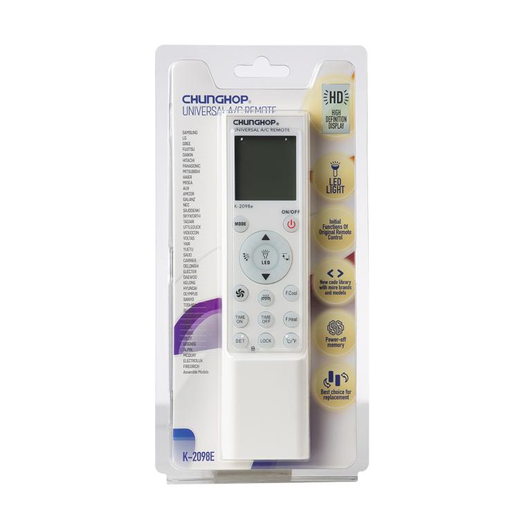 CHUNGHOP K-2098E Universal Air Conditioner Remote Control with Flashlight and LCD Backlight, K-2098E