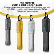 Cavo di ricarica USB4 Type-C / USB-C portatile da 80 Gbps e 240 W con portachiavi.