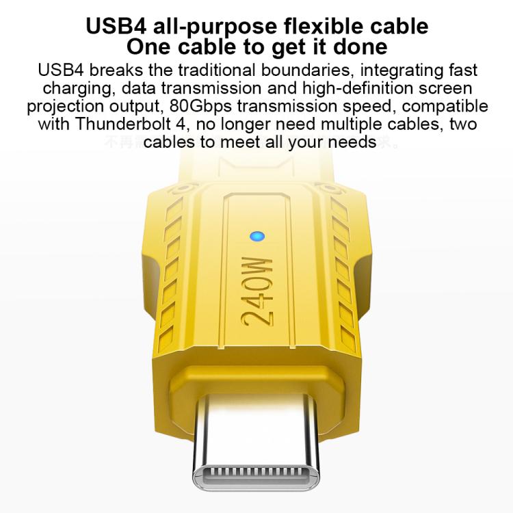 Cavo di ricarica USB4 Type-C / USB-C portatile da 80 Gbps e 240 W con portachiavi.