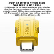 Cavo di ricarica USB4 Type-C / USB-C portatile da 80 Gbps e 240 W con portachiavi.