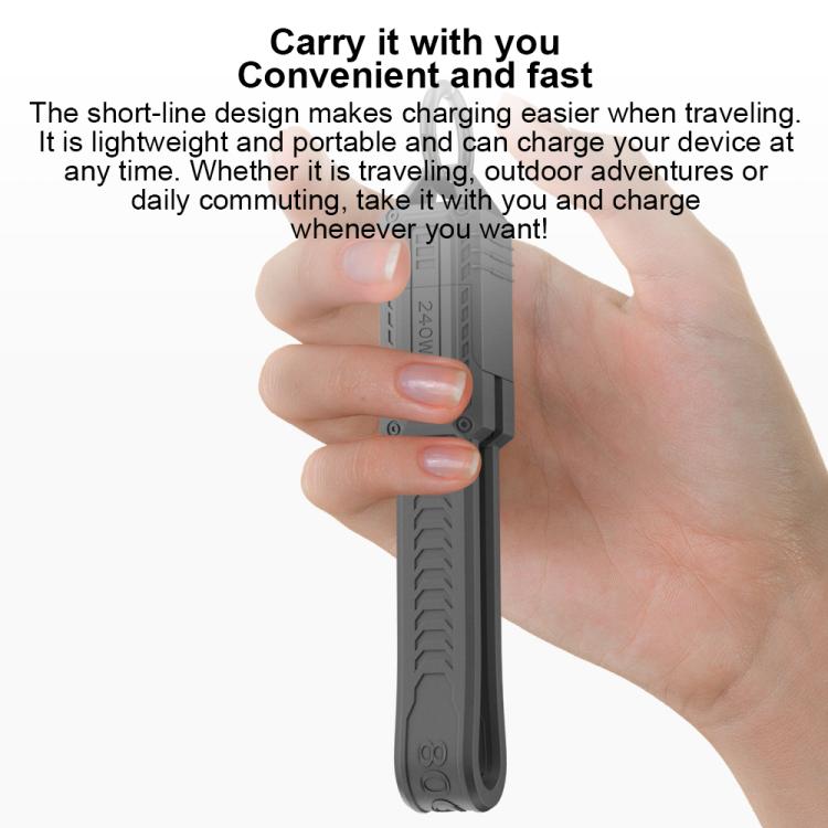 Cavo di ricarica USB4 Type-C / USB-C portatile da 80 Gbps e 240 W con portachiavi.
