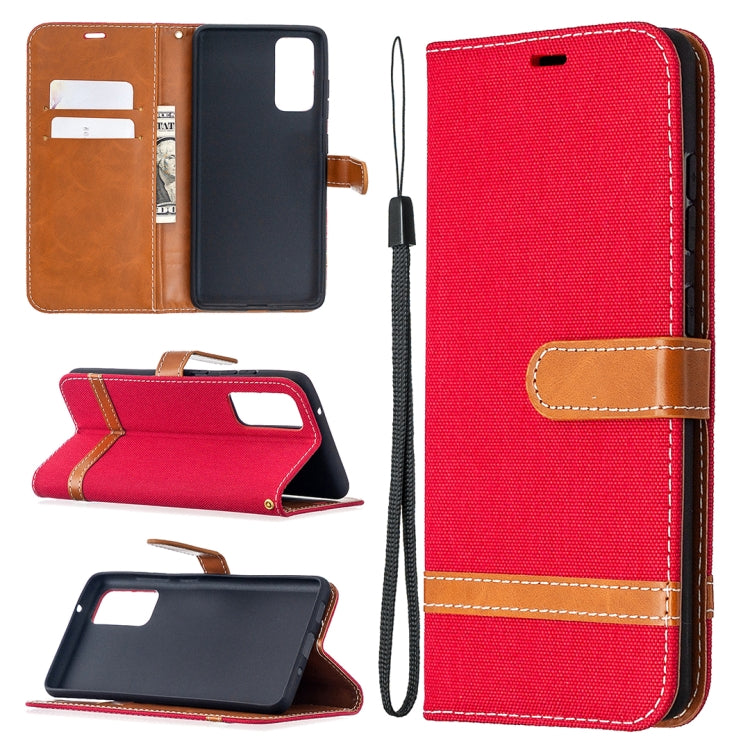 Custodia portafoglio in pelle e denim per Galaxy S20 FE 5G