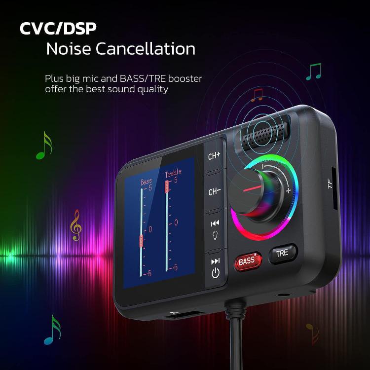 Lettore MP3 Bluetooth per auto con schermo colorato BT98, trasmettitore FM, presa accendisigari e funzione di ricarica., BT98