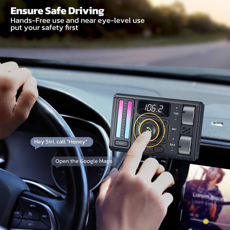 MT02 Lettore MP3 Bluetooth per auto con bassi, ingresso AUX, trasmettitore FM, presa accendisigari e ricarica, MT02
