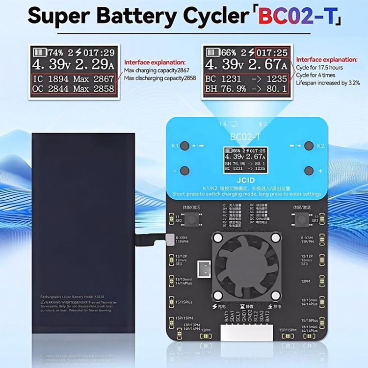 Calibrazione dei dati del ciclobatteria JCID BC02-T Super per iPhone 11-15 Pro Max, JCID BC02-T