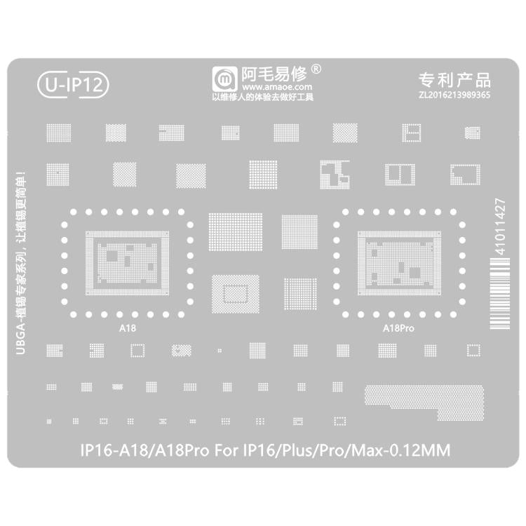 Stencil per rietichettatura MOA 0,12 mm, For iPhone 16 Series, For iPhone 15 Series, For iPhone 6-15 Series Baseband, For iPhone 7-15 Series, For iPhone 14 Series, For WiFi Comprehensive, For Face ID IC