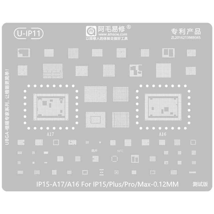 Stencil per rietichettatura MOA 0,12 mm, For iPhone 16 Series, For iPhone 15 Series, For iPhone 6-15 Series Baseband, For iPhone 7-15 Series, For iPhone 14 Series, For WiFi Comprehensive, For Face ID IC