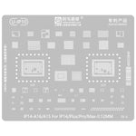 Stencil per rietichettatura MOA 0,12 mm, For iPhone 16 Series, For iPhone 15 Series, For iPhone 6-15 Series Baseband, For iPhone 7-15 Series, For iPhone 14 Series, For WiFi Comprehensive, For Face ID IC
