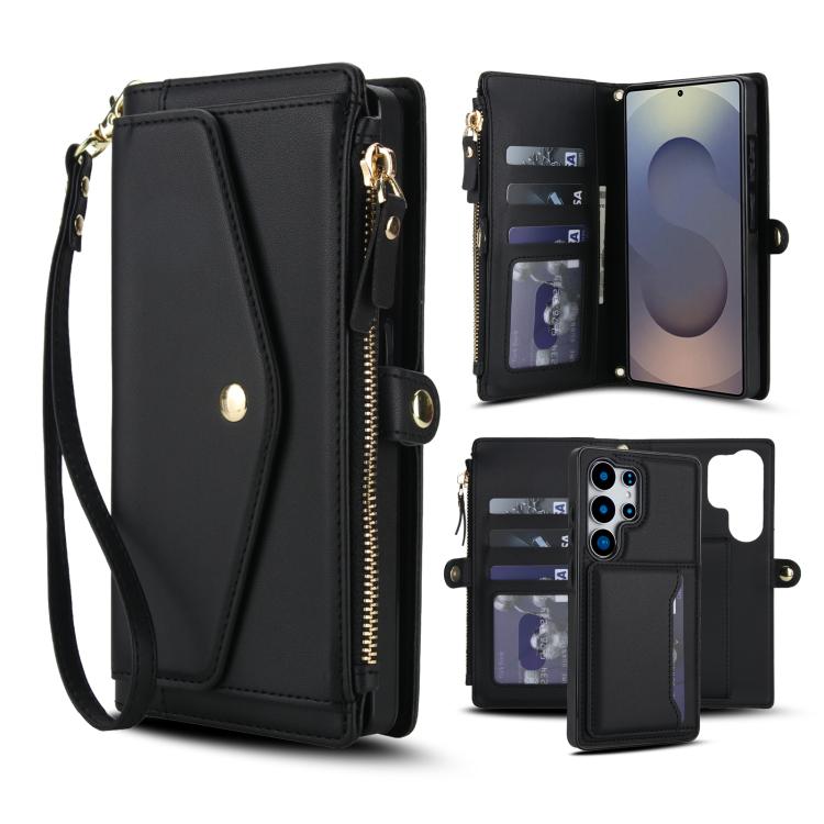 Portafoglio multifunzionale con custodia per telefono in pelle rimovibile e cordino., For Samsung Galaxy S25 5G, For Samsung Galaxy S25+ 5G, For Samsung Galaxy S25 Ultra 5G, For Samsung Galaxy S24 FE 5G