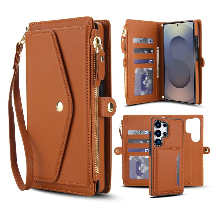 Portafoglio multifunzionale con custodia per telefono in pelle rimovibile e cordino., For Samsung Galaxy S25 5G, For Samsung Galaxy S25+ 5G, For Samsung Galaxy S25 Ultra 5G, For Samsung Galaxy S24 FE 5G