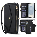 Portafoglio multifunzionale con custodia per telefono in pelle rimovibile e cordino., For Samsung Galaxy S25 5G, For Samsung Galaxy S25+ 5G, For Samsung Galaxy S25 Ultra 5G, For Samsung Galaxy S24 FE 5G