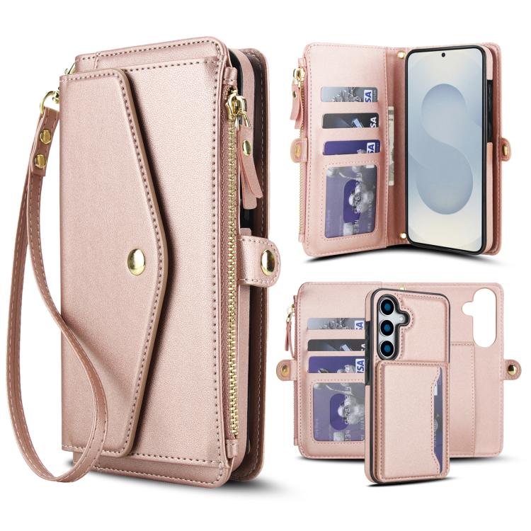 Portafoglio multifunzionale con custodia per telefono in pelle rimovibile e cordino., For Samsung Galaxy S25 5G, For Samsung Galaxy S25+ 5G, For Samsung Galaxy S25 Ultra 5G, For Samsung Galaxy S24 FE 5G