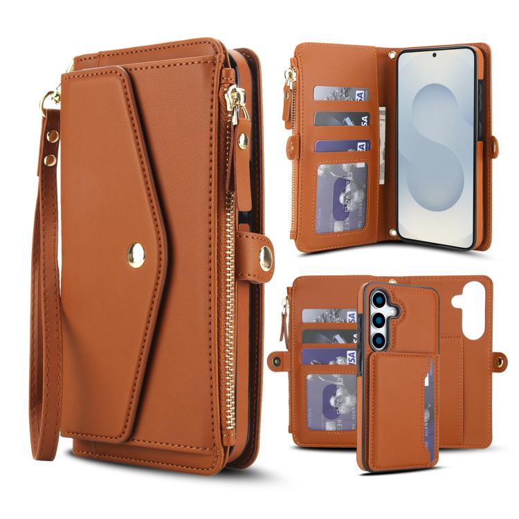 Portafoglio multifunzionale con custodia per telefono in pelle rimovibile e cordino., For Samsung Galaxy S25 5G, For Samsung Galaxy S25+ 5G, For Samsung Galaxy S25 Ultra 5G, For Samsung Galaxy S24 FE 5G