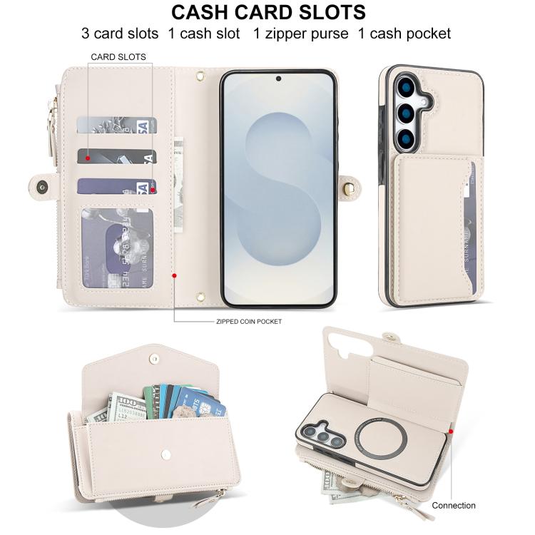 Portafoglio multifunzionale con custodia per telefono in pelle rimovibile e cordino., For Samsung Galaxy S25 5G, For Samsung Galaxy S25+ 5G, For Samsung Galaxy S25 Ultra 5G, For Samsung Galaxy S24 FE 5G