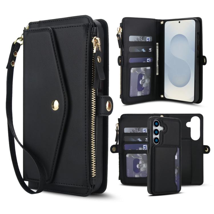 Portafoglio multifunzionale con custodia per telefono in pelle rimovibile e cordino., For Samsung Galaxy S25 5G, For Samsung Galaxy S25+ 5G, For Samsung Galaxy S25 Ultra 5G, For Samsung Galaxy S24 FE 5G