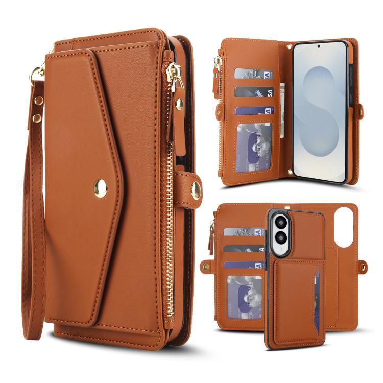 Portafoglio multifunzionale con custodia per telefono in pelle rimovibile e cordino., For Samsung Galaxy S26+ 5G, For Samsung Galaxy S26 Ultra 5G, For Samsung Galaxy S26 5G, For Samsung Galaxy S25 Edge 5G