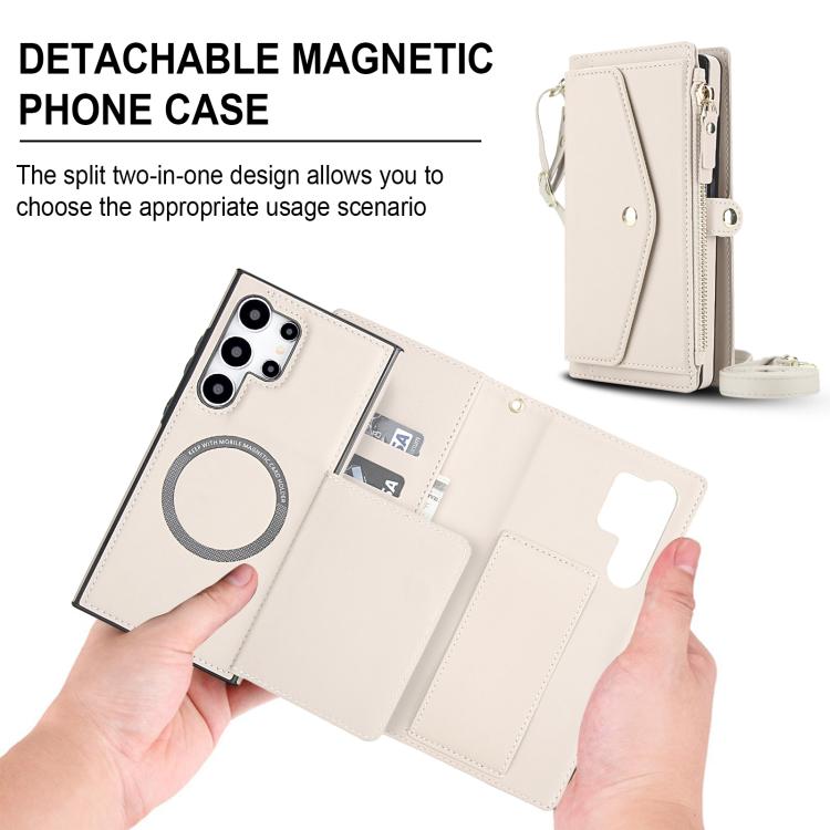 Portafoglio multifunzionale con custodia per telefono in pelle rimovibile e cordino., For Samsung Galaxy S24 Ultra 5G, For Samsung Galaxy S24+ 5G, For Samsung Galaxy S24 5G, For Samsung Galaxy S23 Ultra 5G