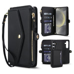 Portafoglio multifunzionale con custodia per telefono in pelle rimovibile e cordino., For Samsung Galaxy S25 5G, For Samsung Galaxy S25+ 5G, For Samsung Galaxy S25 Ultra 5G, For Samsung Galaxy S24 FE 5G