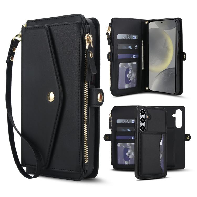 Portafoglio multifunzionale con custodia per telefono in pelle rimovibile e cordino., For Samsung Galaxy S25 5G, For Samsung Galaxy S25+ 5G, For Samsung Galaxy S25 Ultra 5G, For Samsung Galaxy S24 FE 5G