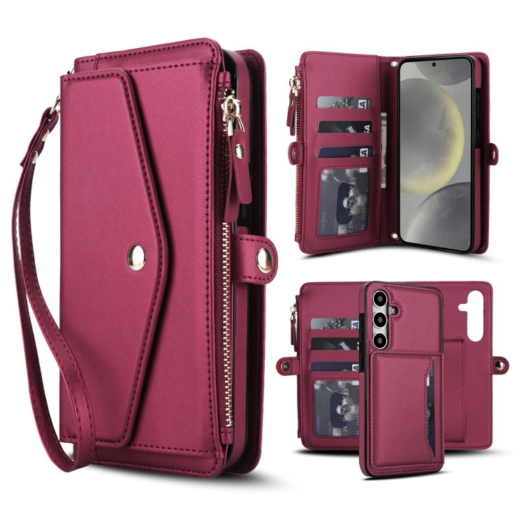 Portafoglio multifunzionale con custodia per telefono in pelle rimovibile e cordino., For Samsung Galaxy S25 5G, For Samsung Galaxy S25+ 5G, For Samsung Galaxy S25 Ultra 5G, For Samsung Galaxy S24 FE 5G