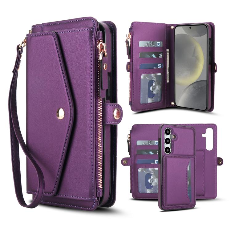 Portafoglio multifunzionale con custodia per telefono in pelle rimovibile e cordino., For Samsung Galaxy S25 5G, For Samsung Galaxy S25+ 5G, For Samsung Galaxy S25 Ultra 5G, For Samsung Galaxy S24 FE 5G