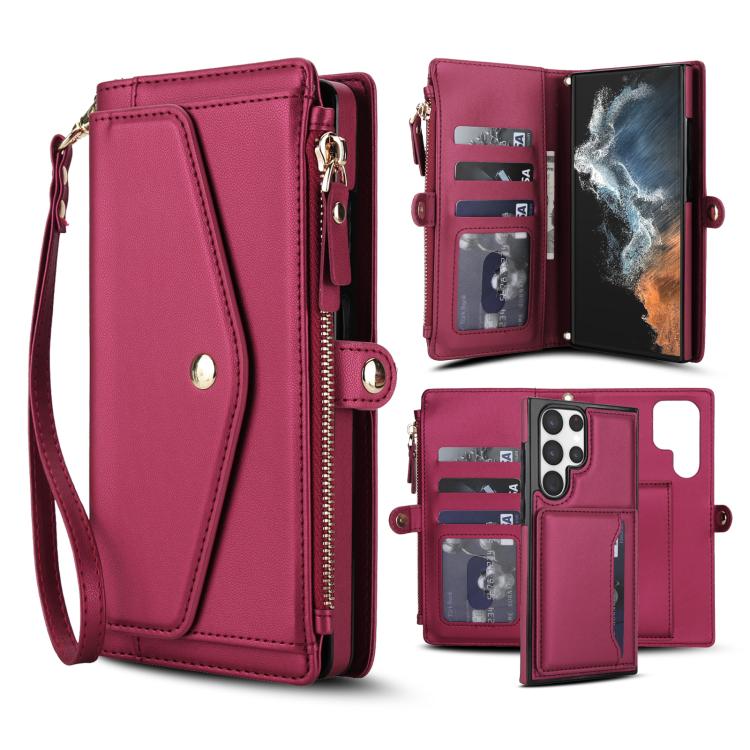 Portafoglio multifunzionale con custodia per telefono in pelle rimovibile e cordino., For Samsung Galaxy S23+ 5G, For Samsung Galaxy S23 5G, For Samsung Galaxy S22 Ultra 5G, For Samsung Galaxy S22+ 5G