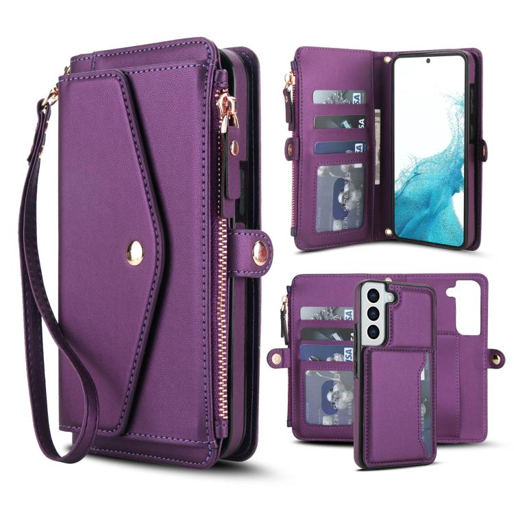 Portafoglio multifunzionale con custodia per telefono in pelle rimovibile e cordino., For Samsung Galaxy S23+ 5G, For Samsung Galaxy S23 5G, For Samsung Galaxy S22 Ultra 5G, For Samsung Galaxy S22+ 5G
