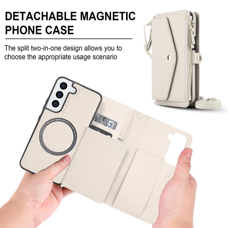 Portafoglio multifunzionale con custodia per telefono in pelle rimovibile e cordino., For Samsung Galaxy S22 5G, For Samsung Galaxy S21 FE 5G, For Samsung Galaxy S21 5G, For Samsung Galaxy S21+ 5G