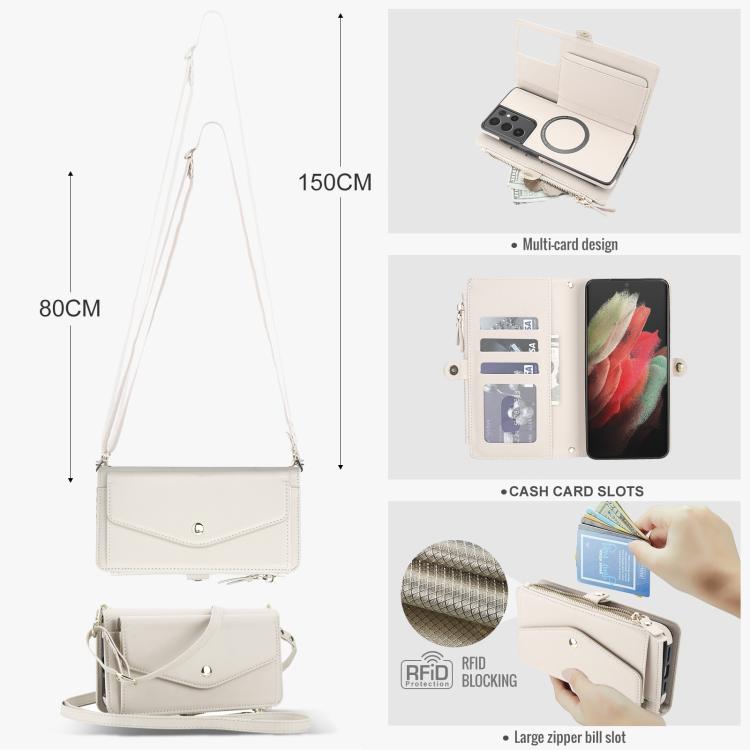 Portafoglio multifunzionale con custodia per telefono in pelle rimovibile e cordino., For Samsung Galaxy S21 Ultra 5G