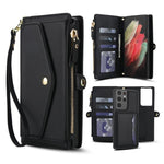 Portafoglio multifunzionale con custodia per telefono in pelle rimovibile e cordino., For Samsung Galaxy S21 Ultra 5G