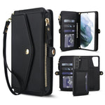 Portafoglio multifunzionale con custodia per telefono in pelle rimovibile e cordino., For Samsung Galaxy S22 5G, For Samsung Galaxy S21 FE 5G, For Samsung Galaxy S21 5G, For Samsung Galaxy S21+ 5G