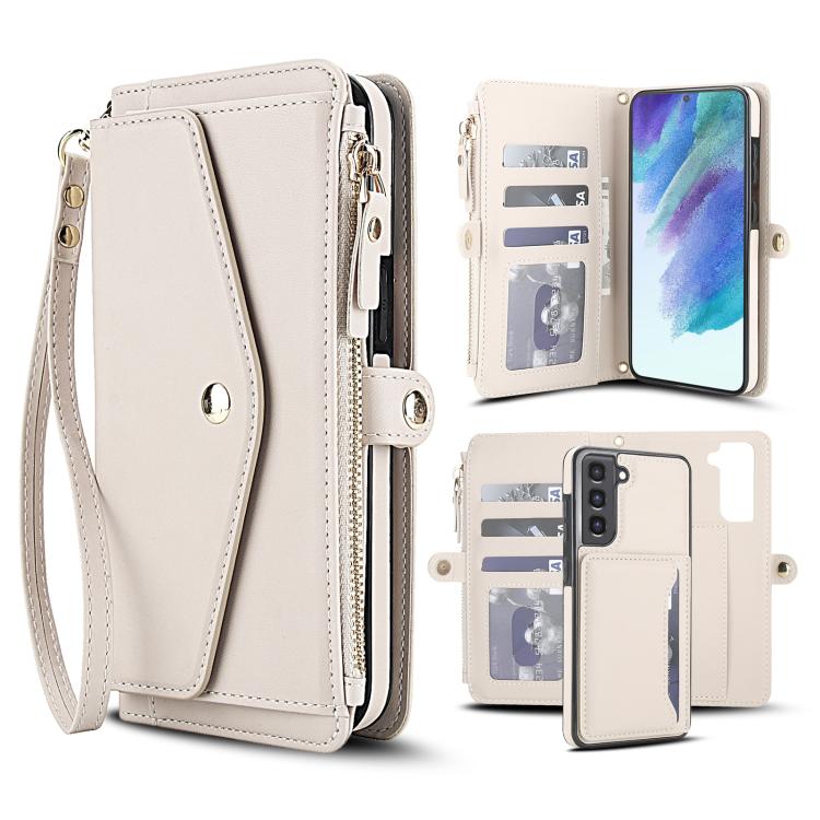 Portafoglio multifunzionale con custodia per telefono in pelle rimovibile e cordino., For Samsung Galaxy S22 5G, For Samsung Galaxy S21 FE 5G, For Samsung Galaxy S21 5G, For Samsung Galaxy S21+ 5G