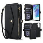 Portafoglio multifunzionale con custodia per telefono in pelle rimovibile e cordino., For Samsung Galaxy S22 5G, For Samsung Galaxy S21 FE 5G, For Samsung Galaxy S21 5G, For Samsung Galaxy S21+ 5G
