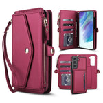 Portafoglio multifunzionale con custodia per telefono in pelle rimovibile e cordino., For Samsung Galaxy S22 5G, For Samsung Galaxy S21 FE 5G, For Samsung Galaxy S21 5G, For Samsung Galaxy S21+ 5G