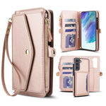 Portafoglio multifunzionale con custodia per telefono in pelle rimovibile e cordino., For Samsung Galaxy S22 5G, For Samsung Galaxy S21 FE 5G, For Samsung Galaxy S21 5G, For Samsung Galaxy S21+ 5G