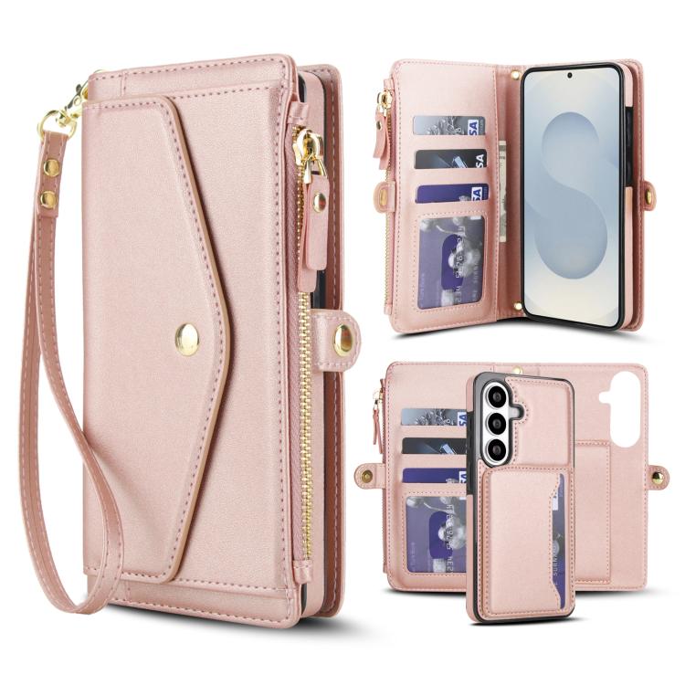 Portafoglio multifunzionale con custodia per telefono in pelle rimovibile e cordino., For Samsung Galaxy S26+ 5G, For Samsung Galaxy S26 Ultra 5G, For Samsung Galaxy S26 5G, For Samsung Galaxy S25 Edge 5G