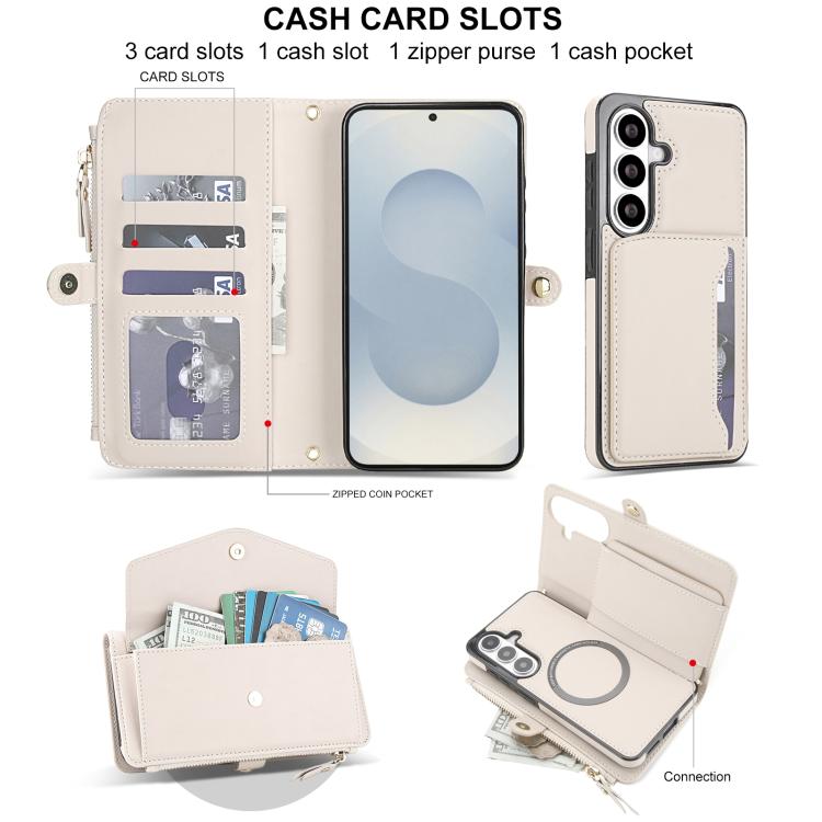 Portafoglio multifunzionale con custodia per telefono in pelle rimovibile e cordino., For Samsung Galaxy S26+ 5G, For Samsung Galaxy S26 Ultra 5G, For Samsung Galaxy S26 5G, For Samsung Galaxy S25 Edge 5G