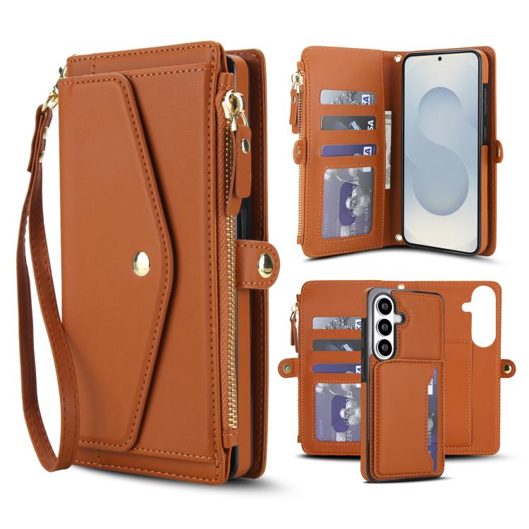 Portafoglio multifunzionale con custodia per telefono in pelle rimovibile e cordino., For Samsung Galaxy S26+ 5G, For Samsung Galaxy S26 Ultra 5G, For Samsung Galaxy S26 5G, For Samsung Galaxy S25 Edge 5G