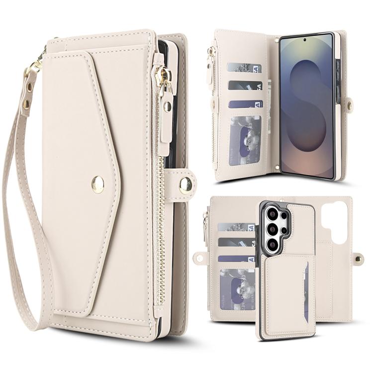 Portafoglio multifunzionale con custodia per telefono in pelle rimovibile e cordino., For Samsung Galaxy S26+ 5G, For Samsung Galaxy S26 Ultra 5G, For Samsung Galaxy S26 5G, For Samsung Galaxy S25 Edge 5G