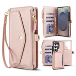 Portafoglio multifunzionale con custodia per telefono in pelle rimovibile e cordino., For Samsung Galaxy S26+ 5G, For Samsung Galaxy S26 Ultra 5G, For Samsung Galaxy S26 5G, For Samsung Galaxy S25 Edge 5G